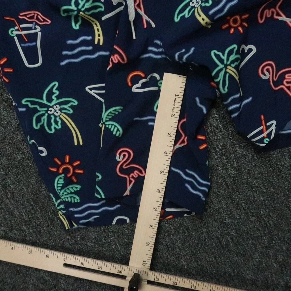 Chubbies Swim Trunks‎ Small Blue Neon Lights Tropical Lined Shorts 7